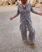 Serena | Women's Printed Two-Piece Set Blouse and Pants