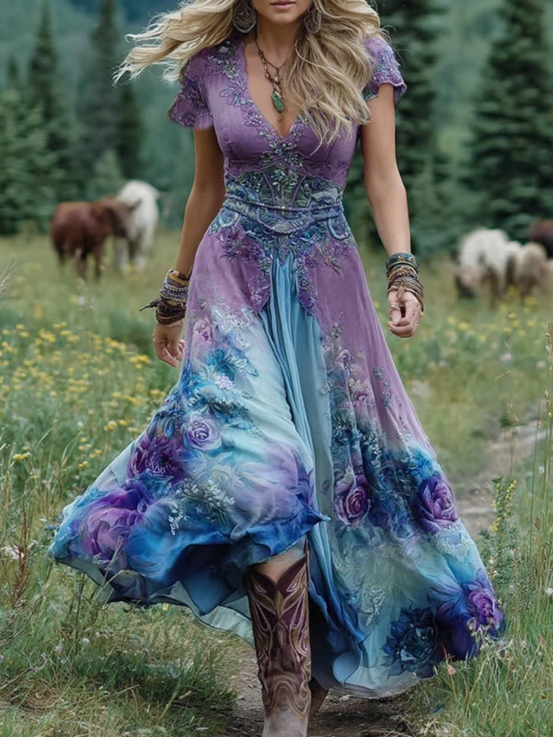 Ava™ | Gradient Floral Maxi Dress