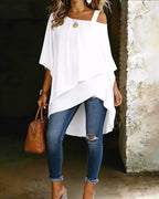 Blouse Asymmetrisch Cold Shoulder Effen Casual