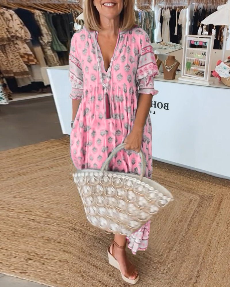 Audrey™ | Boho Midi Tassel Dress