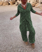Serena | Women's Printed Two-Piece Set Blouse and Pants