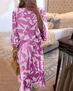 Ashley™ | Two-Piece Printed Set with Lantern Sleeves