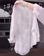 Anneliese™ | Floral Solid Color Shirt with Dropped Shoulders