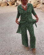 Serena | Women's Printed Two-Piece Set Blouse and Pants