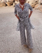 Serena | Women's Printed Two-Piece Set Blouse and Pants