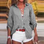 Brisa | Women's Linen Button Down Shirt Long Sleeve Oversized Top