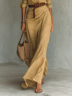 Lydia™ | Lapel Long Sleeve Belted Maxi Dress