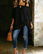 Blouse Asymmetrisch Cold Shoulder Effen Casual