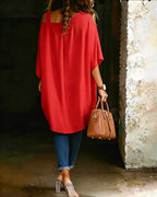 Blouse Asymmetrisch Cold Shoulder Effen Casual