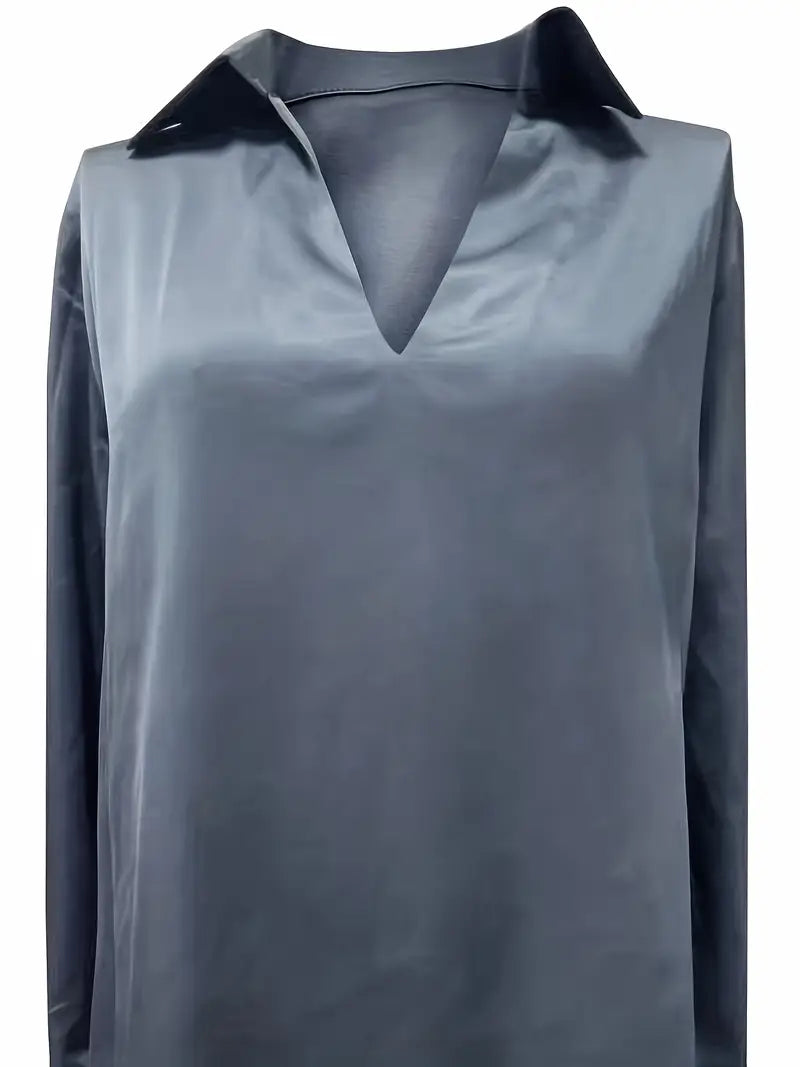 Eva™ | Premium V-Neck Satin Blouse