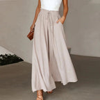 Terra | Women's High Waist Wide Leg Pants Smocked Drawstring