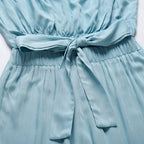 Sandy | Women's Strapless Tie Waist Wide Leg Jumpsuit