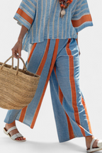 Calista | Women's Striped Two-Piece Set Wide Leg Pants