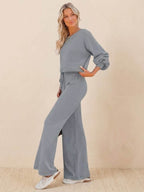 Hailey | Women's Cropped Sweatshirt and Wide-Leg Pants Lounge Set