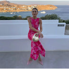 Lily™ | Elegant Maxi Dress with Pink Floral Design