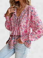 Sienna | Women's Floral Boho Blouse V-Neck Puff Sleeve Top