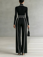 Linda™ | High-Neck Top & Wide-Leg Pants Set with Belt