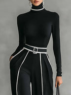 Linda™ | High-Neck Top & Wide-Leg Pants Set with Belt
