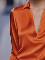 Eva™ | Premium V-Neck Satin Blouse