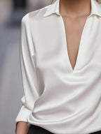 Eva™ | Premium V-Neck Satin Blouse