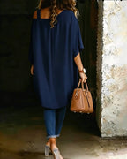Blouse Asymmetrisch Cold Shoulder Effen Casual
