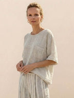 Paloma | Women's Casual Striped Wide-Leg Pants and Tee Two-Piece Set