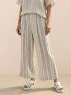 Paloma | Women's Casual Striped Wide-Leg Pants and Tee Two-Piece Set