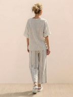Paloma | Women's Casual Striped Wide-Leg Pants and Tee Two-Piece Set