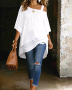 Blouse Asymmetrisch Cold Shoulder Effen Casual