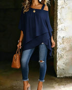 Blouse Asymmetrisch Cold Shoulder Effen Casual