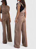 Laiza | Women's Draped Two-Piece Set Wide Leg Pants Occasion Outfit