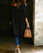 Blouse Asymmetrisch Cold Shoulder Effen Casual