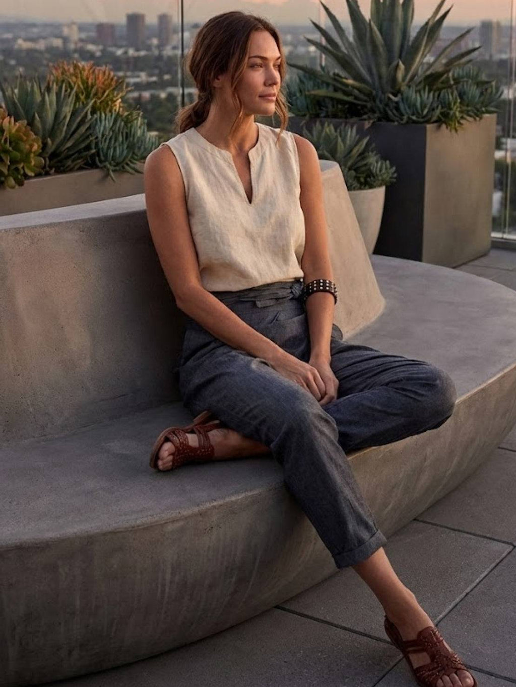 Atlas | Women's High Waist Wrap Front Cropped Tapered Pants