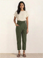 Atlas | Women's High Waist Wrap Front Cropped Tapered Pants