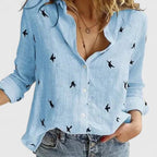 Harper | Women's Linen Button Down Shirt with Lapel Collar
