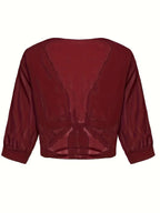 Brisa | Women's Tie Front Sheer Blouse Open Front 3/4 Sleeve Top