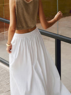 Florence | Women's High Waist Pleated A-Line Maxi Skirt with Pockets
