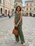 Olivia | Women's Sleeveless Tank Top and Wide-Leg Pants Set