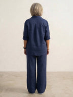 Vivian | Women's Casual Button-Down Shirt and Wide-Leg Pants Set