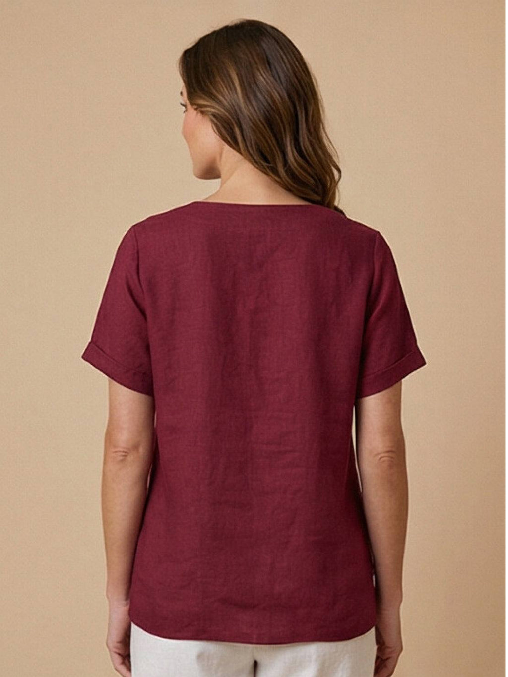 Foreen | Women's Casual Scoop Neck Button Detail Short Sleeve Top