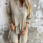 Funa | Women's Two-Piece Button-Up Shirt and Pants Set