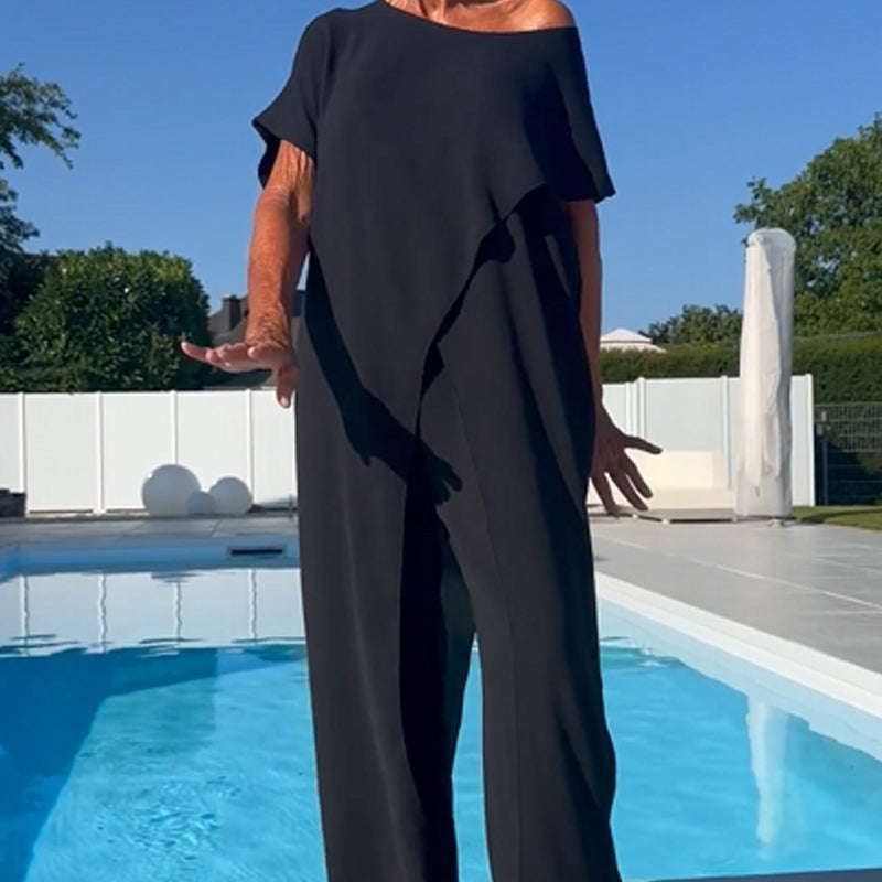 Maeva | Women's 2 Piece Set Short Sleeve Top Wide Leg Pants