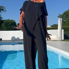 Maeva | Women's 2 Piece Set Short Sleeve Top Wide Leg Pants