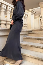 Lisa™ | Long-sleeved Tie-Drawstring Shirt and Skirt Set